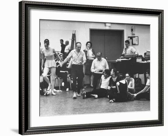 NYCB Choreographer George Balanchine Demonstrating a Step at New York State Theater-Gjon Mili-Framed Premium Photographic Print