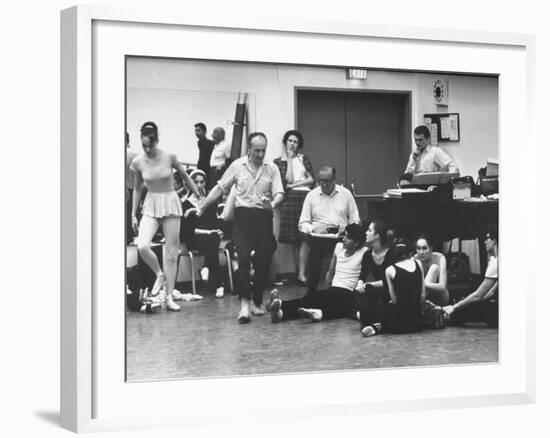 NYCB Choreographer George Balanchine Demonstrating a Step at New York State Theater-Gjon Mili-Framed Premium Photographic Print