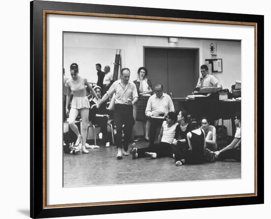NYCB Choreographer George Balanchine Demonstrating a Step at New York State Theater-Gjon Mili-Framed Premium Photographic Print