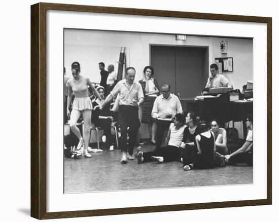 NYCB Choreographer George Balanchine Demonstrating a Step at New York State Theater-Gjon Mili-Framed Premium Photographic Print