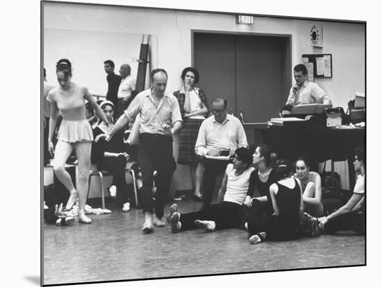 NYCB Choreographer George Balanchine Demonstrating a Step at New York State Theater-Gjon Mili-Mounted Premium Photographic Print