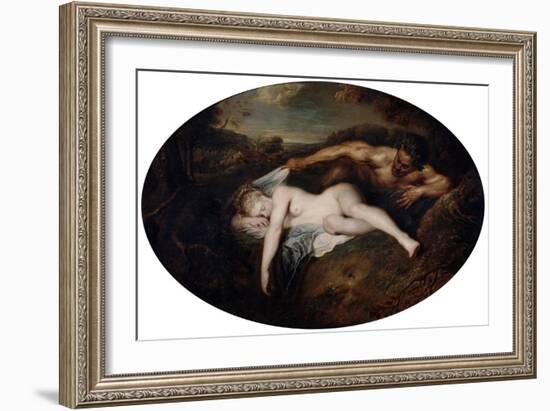 Nymph and Satyr, C1715-Jean-Antoine Watteau-Framed Giclee Print