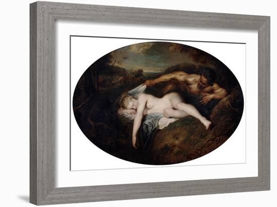 Nymph and Satyr, C1715-Jean-Antoine Watteau-Framed Giclee Print