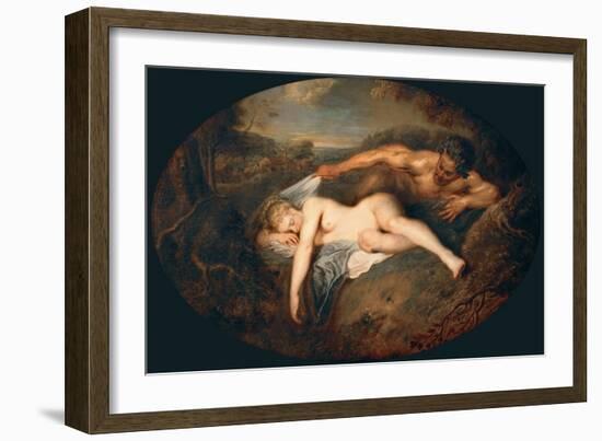 Nymph and Satyr (Jupiter and Antiop)-Jean Antoine Watteau-Framed Giclee Print