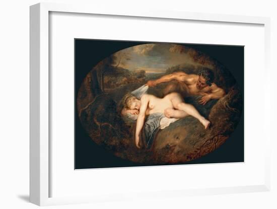 Nymph and Satyr (Jupiter and Antiop)-Jean Antoine Watteau-Framed Giclee Print