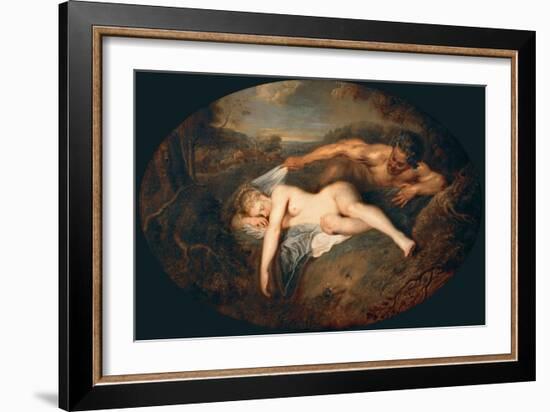 Nymph and Satyr (Jupiter and Antiop)-Jean Antoine Watteau-Framed Giclee Print