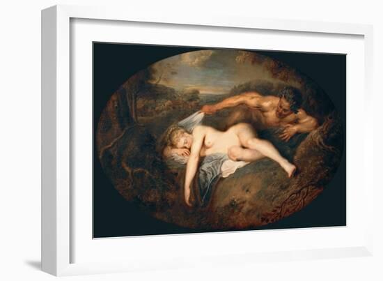 Nymph and Satyr (Jupiter and Antiop)-Jean Antoine Watteau-Framed Giclee Print