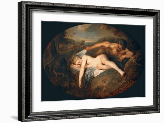 Nymph and Satyr (Jupiter and Antiop)-Jean Antoine Watteau-Framed Giclee Print