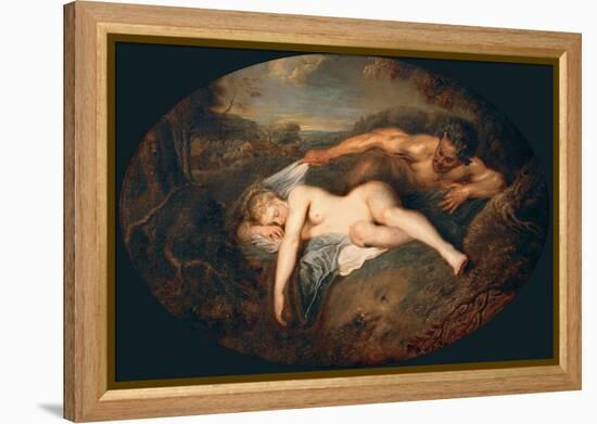 Nymph and Satyr (Jupiter and Antiop)-Jean Antoine Watteau-Framed Premier Image Canvas