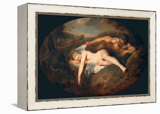 Nymph and Satyr (Jupiter and Antiop)-Jean Antoine Watteau-Framed Premier Image Canvas