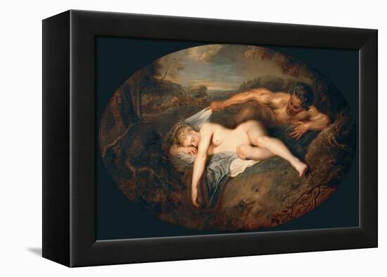 Nymph and Satyr (Jupiter and Antiop)-Jean Antoine Watteau-Framed Premier Image Canvas