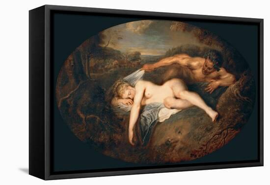 Nymph and Satyr (Jupiter and Antiop)-Jean Antoine Watteau-Framed Premier Image Canvas