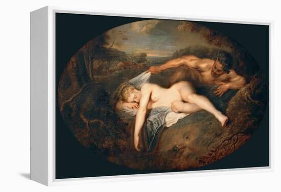 Nymph and Satyr (Jupiter and Antiop)-Jean Antoine Watteau-Framed Premier Image Canvas