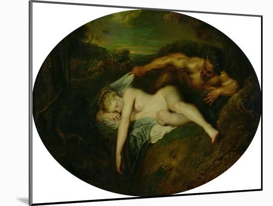 Nymph and Satyr, or Jupiter and Antiope, 1715-Jean Antoine Watteau-Mounted Giclee Print