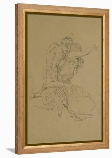 Nymph and Satyr (Pencil on Paper)-Theodore Gericault-Framed Premier Image Canvas