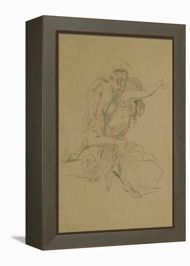 Nymph and Satyr (Pencil on Paper)-Theodore Gericault-Framed Premier Image Canvas