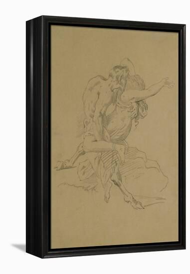 Nymph and Satyr (Pencil on Paper)-Theodore Gericault-Framed Premier Image Canvas