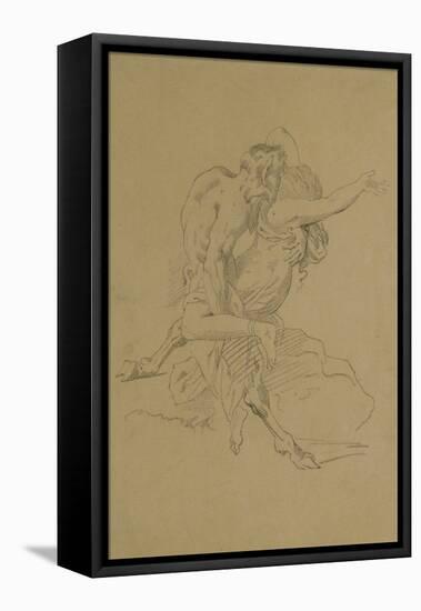 Nymph and Satyr (Pencil on Paper)-Theodore Gericault-Framed Premier Image Canvas