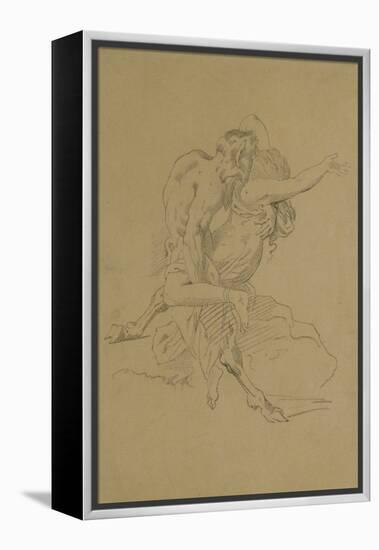 Nymph and Satyr (Pencil on Paper)-Theodore Gericault-Framed Premier Image Canvas