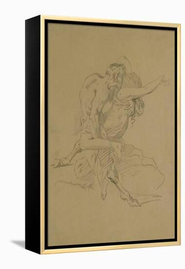 Nymph and Satyr (Pencil on Paper)-Theodore Gericault-Framed Premier Image Canvas