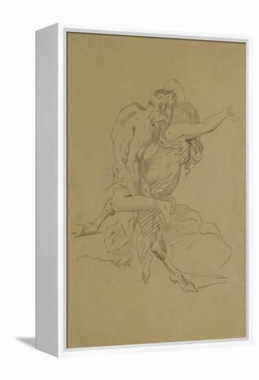 Nymph and Satyr (Pencil on Paper)-Theodore Gericault-Framed Premier Image Canvas