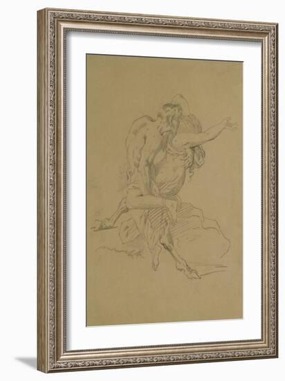 Nymph and Satyr (Pencil on Paper)-Theodore Gericault-Framed Giclee Print