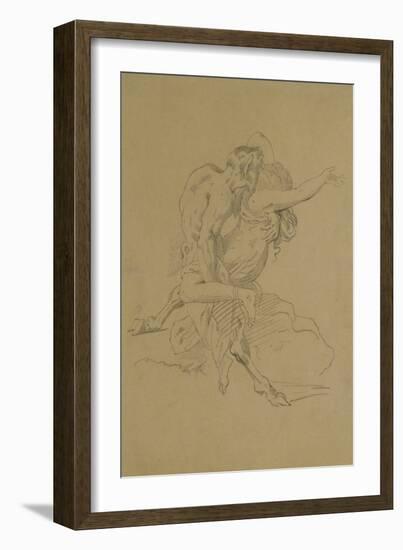 Nymph and Satyr (Pencil on Paper)-Theodore Gericault-Framed Giclee Print