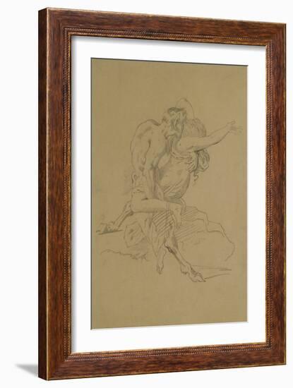 Nymph and Satyr (Pencil on Paper)-Theodore Gericault-Framed Giclee Print