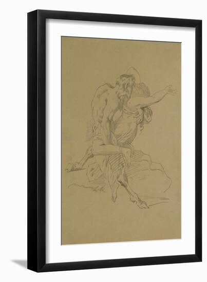 Nymph and Satyr (Pencil on Paper)-Theodore Gericault-Framed Giclee Print