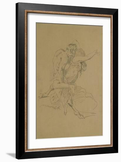 Nymph and Satyr (Pencil on Paper)-Theodore Gericault-Framed Giclee Print