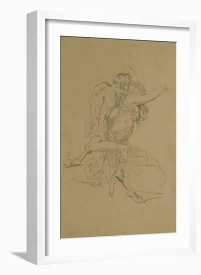 Nymph and Satyr (Pencil on Paper)-Theodore Gericault-Framed Giclee Print