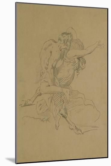 Nymph and Satyr (Pencil on Paper)-Theodore Gericault-Mounted Giclee Print