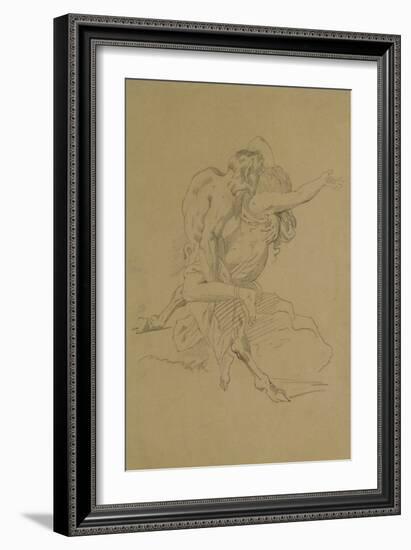 Nymph and Satyr (Pencil on Paper)-Theodore Gericault-Framed Giclee Print