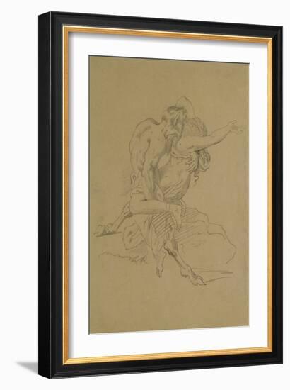 Nymph and Satyr (Pencil on Paper)-Theodore Gericault-Framed Giclee Print