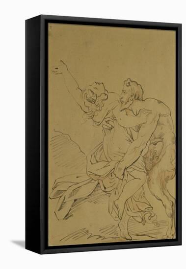 Nymph and Satyr (Pencil on Paper)-Theodore Gericault-Framed Premier Image Canvas