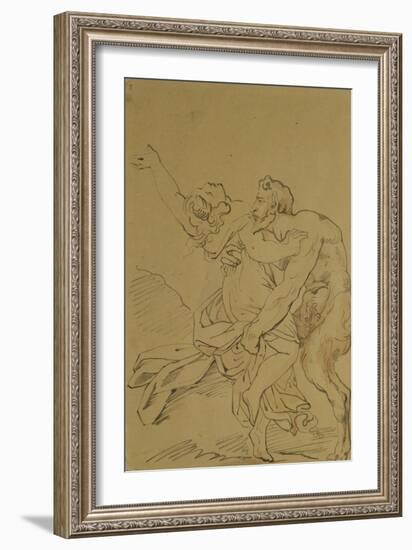 Nymph and Satyr (Pencil on Paper)-Theodore Gericault-Framed Giclee Print