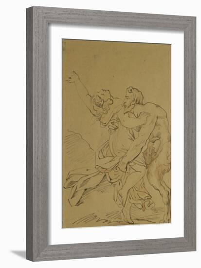 Nymph and Satyr (Pencil on Paper)-Theodore Gericault-Framed Giclee Print