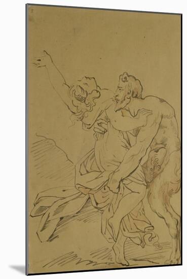 Nymph and Satyr (Pencil on Paper)-Theodore Gericault-Mounted Giclee Print