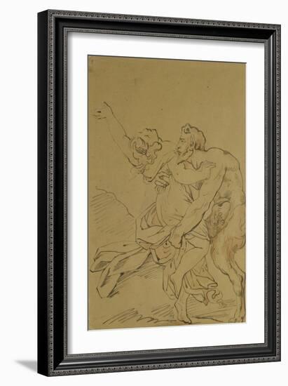 Nymph and Satyr (Pencil on Paper)-Theodore Gericault-Framed Giclee Print