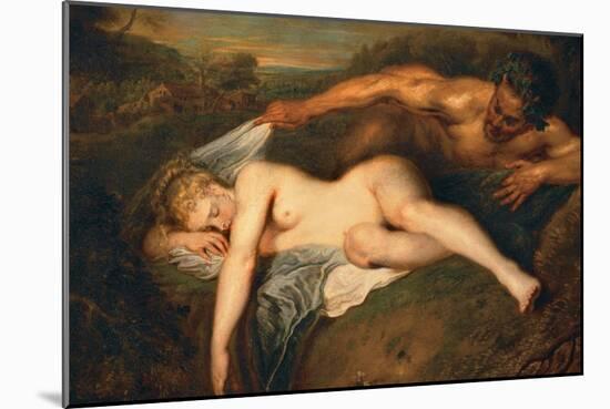 Nymph and Satyr-Jean Antoine Watteau-Mounted Giclee Print