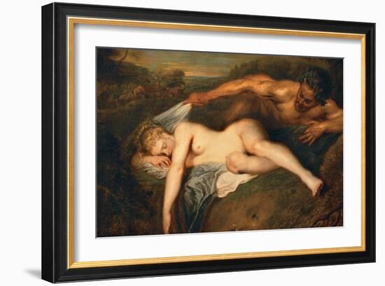 Nymph and Satyr-Jean Antoine Watteau-Framed Giclee Print