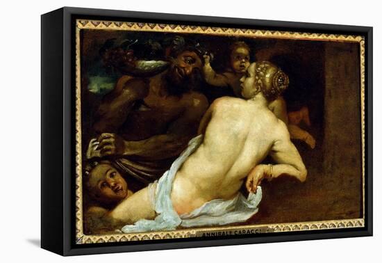 Nymph and Satyr-Annibale Carracci-Framed Premier Image Canvas