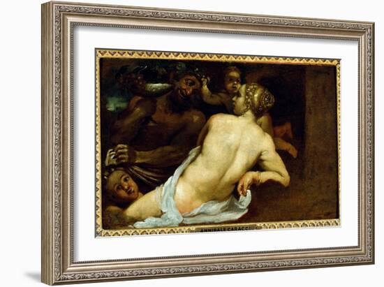 Nymph and Satyr-Annibale Carracci-Framed Giclee Print