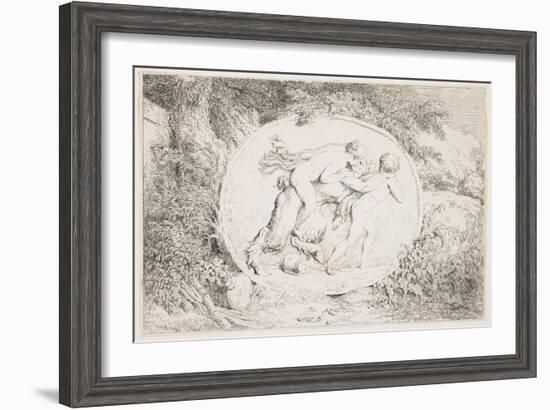 Nymph Astride a Satyr, 1763-Jean-Honore Fragonard-Framed Giclee Print