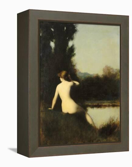 Nymph Sitting on the Edge of Water, Called the Source-Jean Jacques Henner-Framed Premier Image Canvas