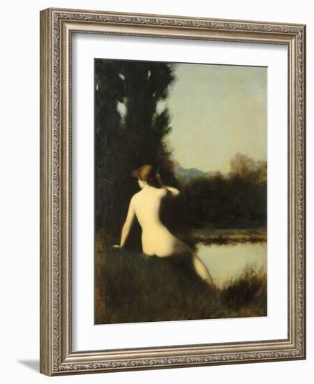 Nymph Sitting on the Edge of Water, Called the Source-Jean Jacques Henner-Framed Giclee Print