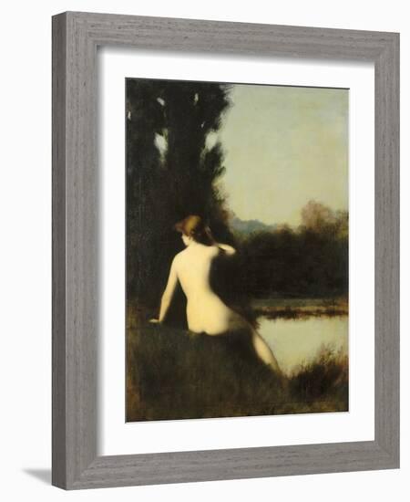 Nymph Sitting on the Edge of Water, Called the Source-Jean Jacques Henner-Framed Giclee Print