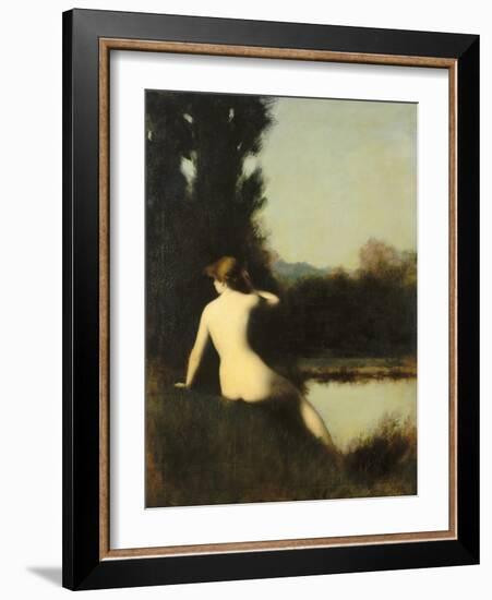 Nymph Sitting on the Edge of Water, Called the Source-Jean Jacques Henner-Framed Giclee Print