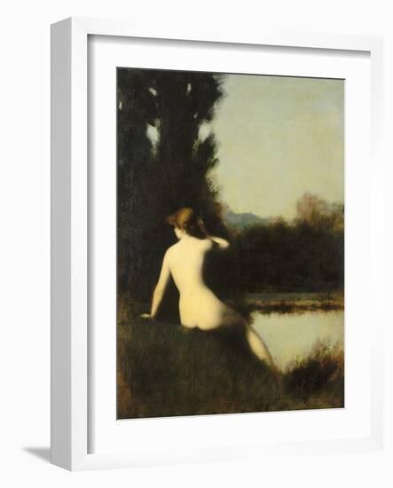 Nymph Sitting on the Edge of Water, Called the Source-Jean Jacques Henner-Framed Giclee Print