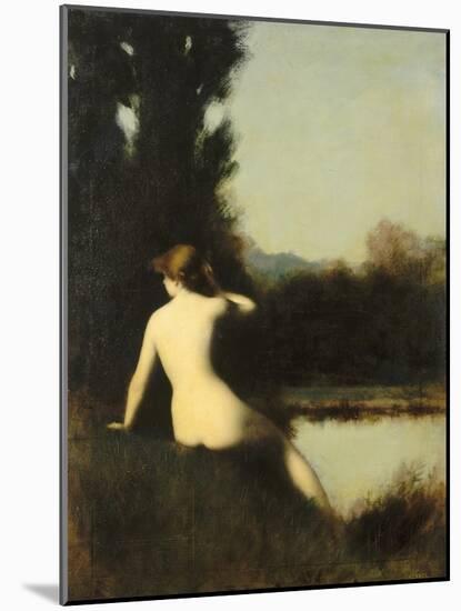 Nymph Sitting on the Edge of Water, Called the Source-Jean Jacques Henner-Mounted Giclee Print